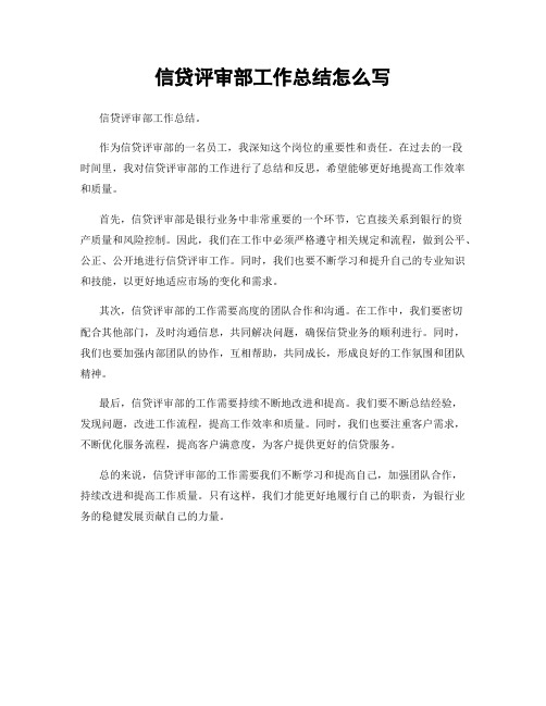 信贷评审部工作总结怎么写