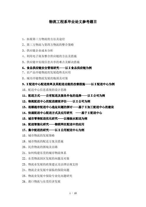毕业论文参考题目综合