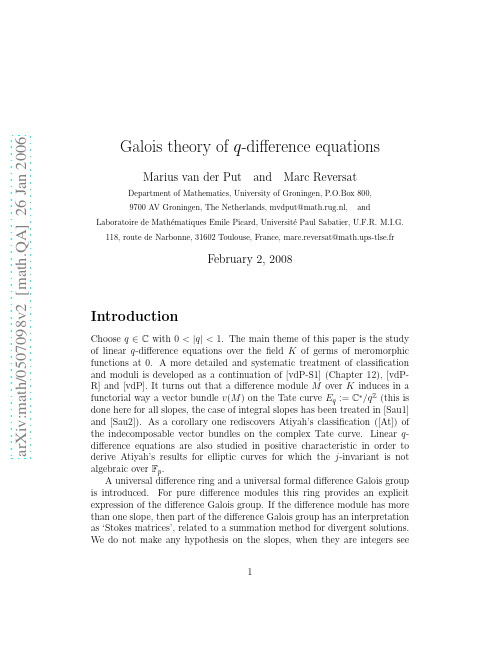 Galois theory of q-difference equations