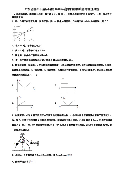 广东省惠州市达标名校2018年高考四月仿真备考物理试题含解析