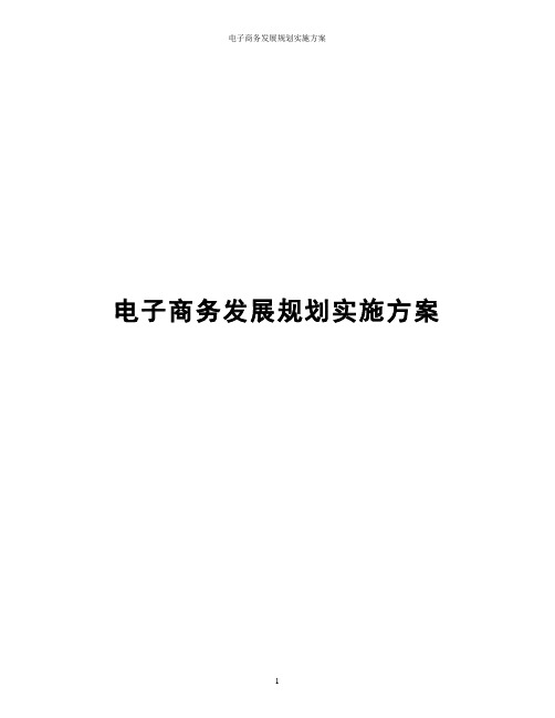 2017年电子商务发展规划实施方案