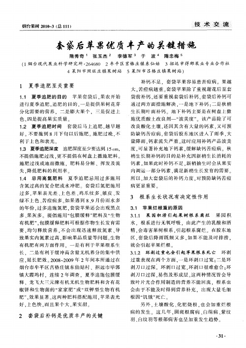 套袋后苹果优质丰产的关键措施