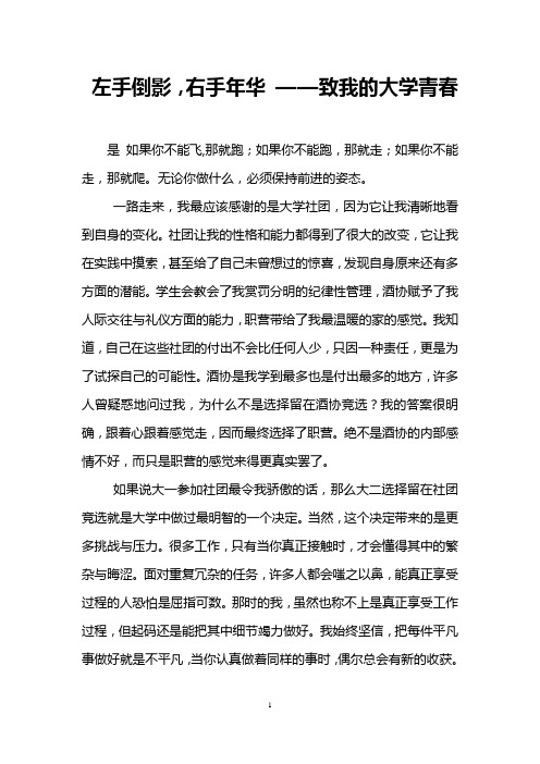 左手倒影,右手年华 ——致我的大学青春