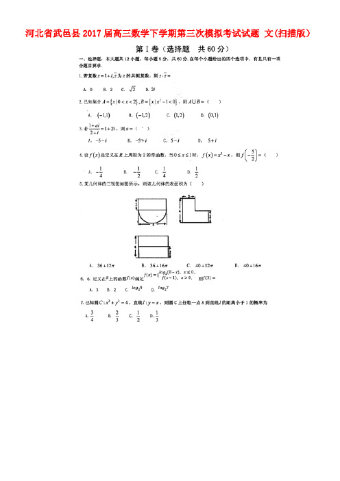 河北省武邑县高三数学下学期第三次模拟考试试题文(扫描版)