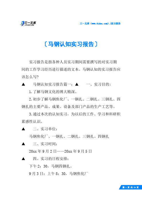马钢认知实习报告