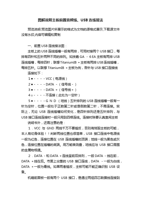 图解说明主板前置音频线、USB连线接法