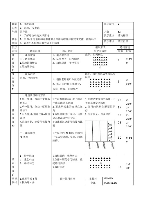 少儿趣味田径《速度阶梯》教案