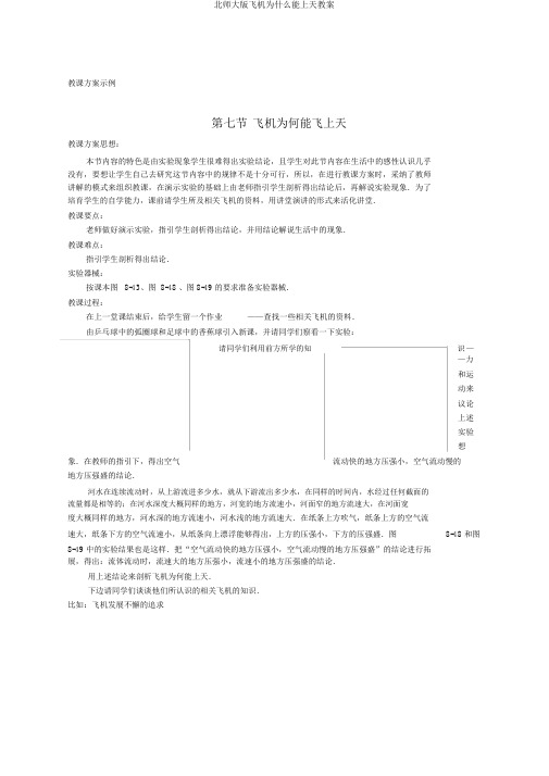 北师大版飞机为什么能上天教案