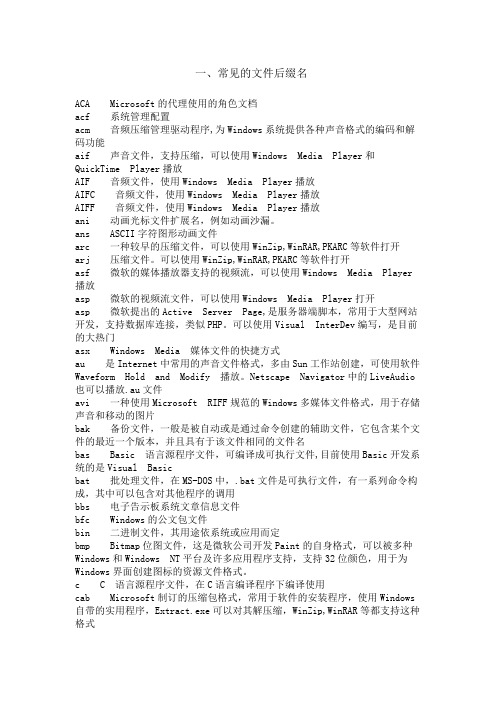 常见的文件后缀名
