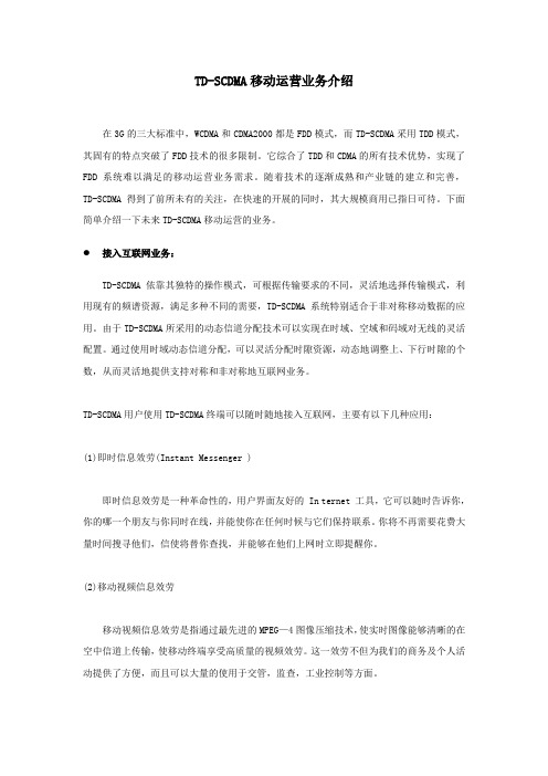 TD-SCDMA移动运营业务介绍