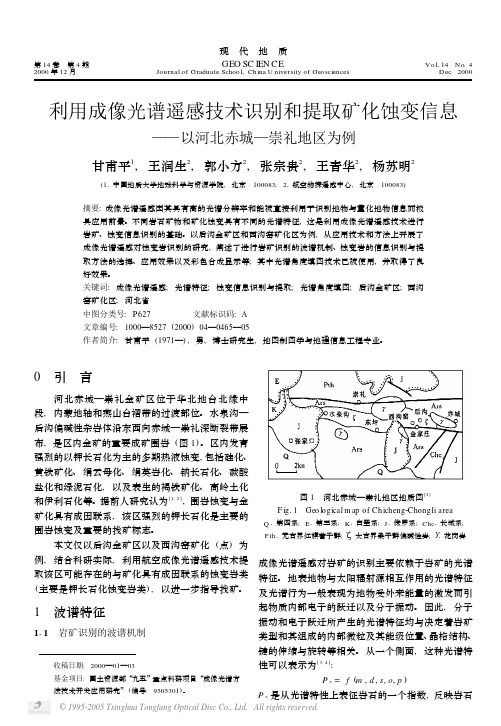 利用成像光谱遥感技术识别和提取矿化蚀变信息