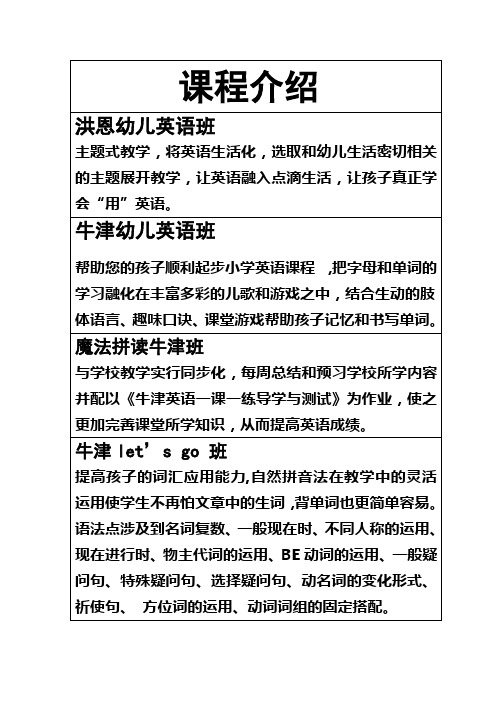 英语课程介绍