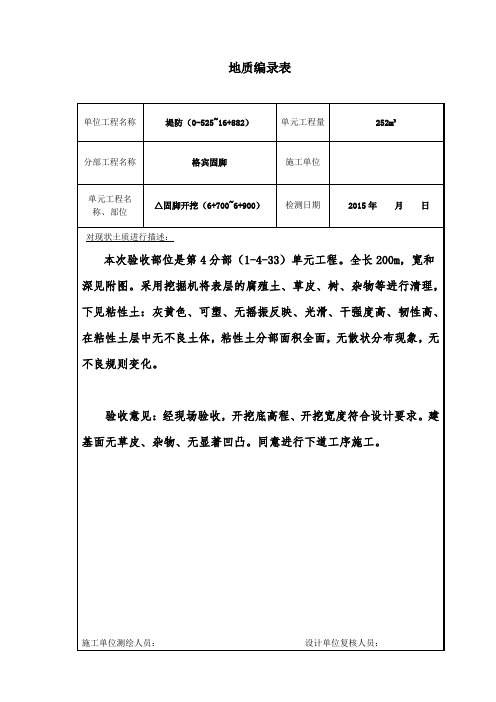 水利工程地质编录表