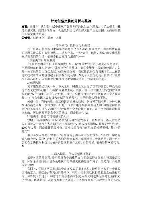 针对低俗文化的分析与整治
