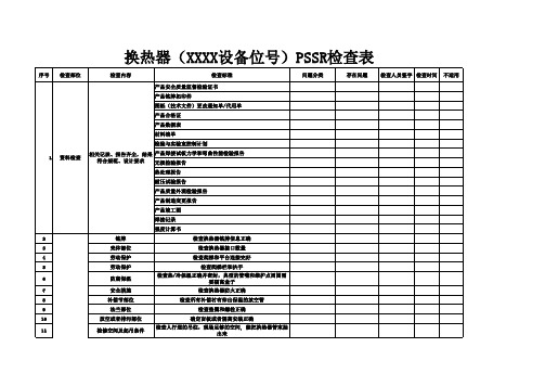 (换热器)PSSR检查表