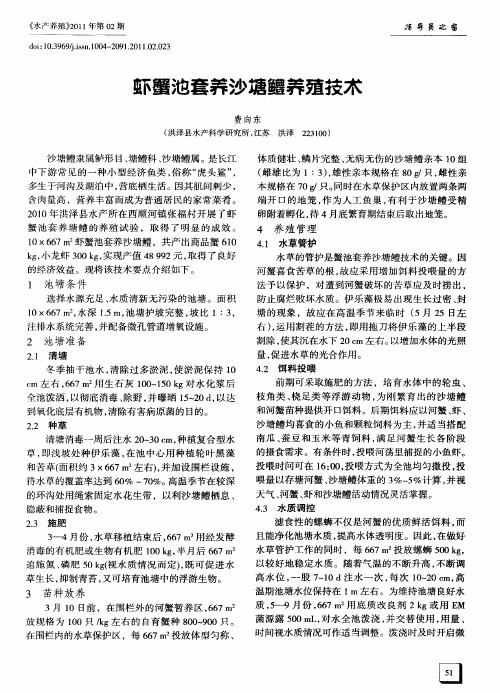 虾蟹池套养沙塘鳢养殖技术