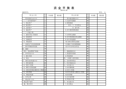 资金平衡表 - 模板