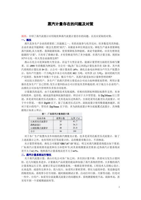 蒸汽计量存在的问题及对策