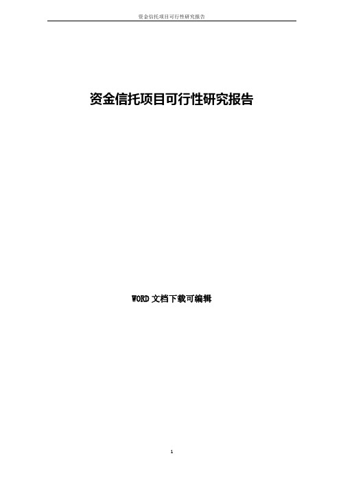 资金信托项目可行性研究报告