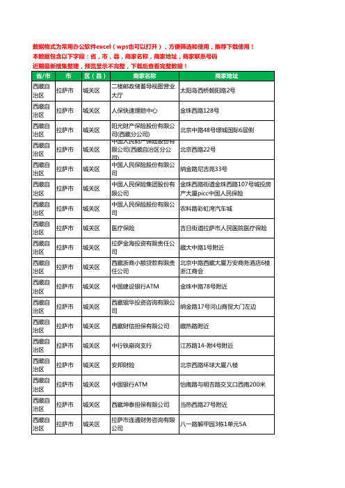 新版西藏自治区拉萨市城关区保险工商企业公司名录名单黄页大全51家