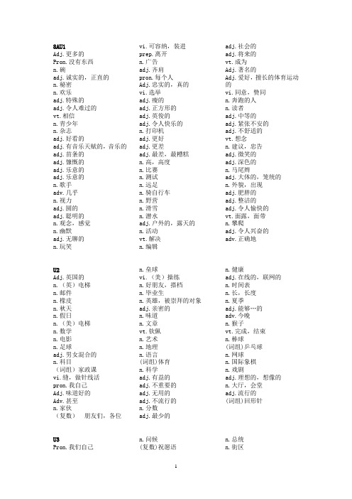 牛津英语8A单词