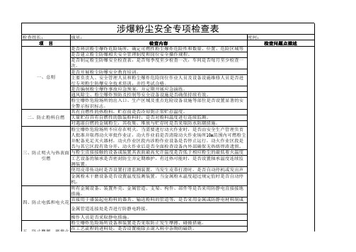 粉尘涉爆安全专项检查表