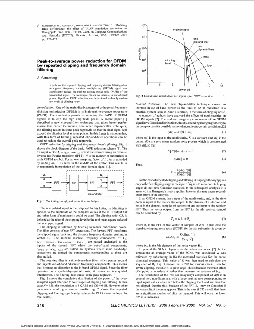Peak-to-average power reduction for OFDM by repeated clipping and frequency domain filtering