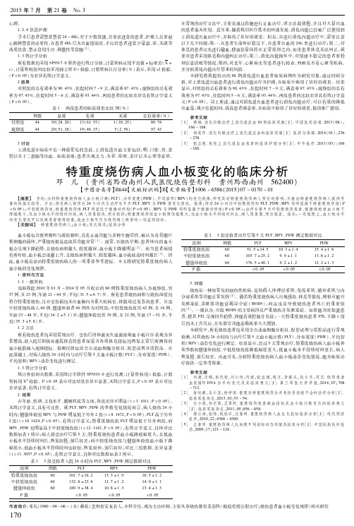 特重度烧伤病人血小板变化的临床分析