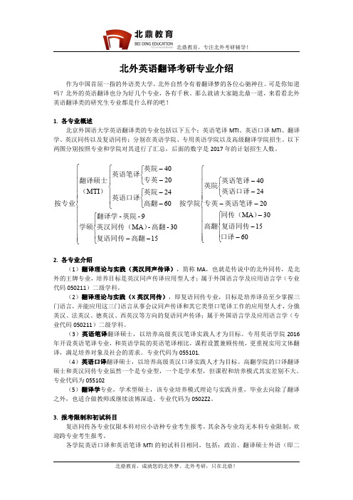 北京外国语大学英语翻译考研专业介绍