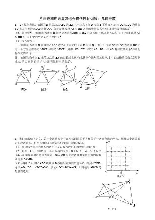 八年级数学综合提优压轴训练4：几何专题(附答案解析)
