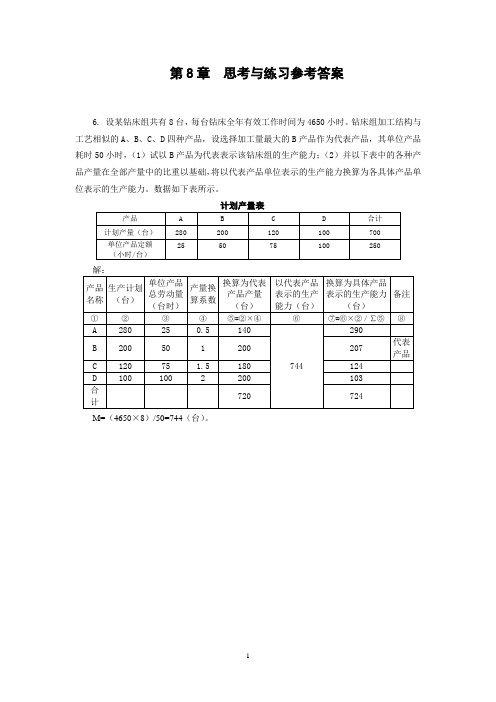 运营管理课件全  08习题答案