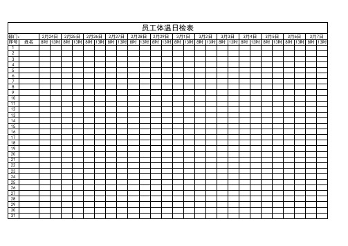【安全复工必备】员工体温日检excel表格模板