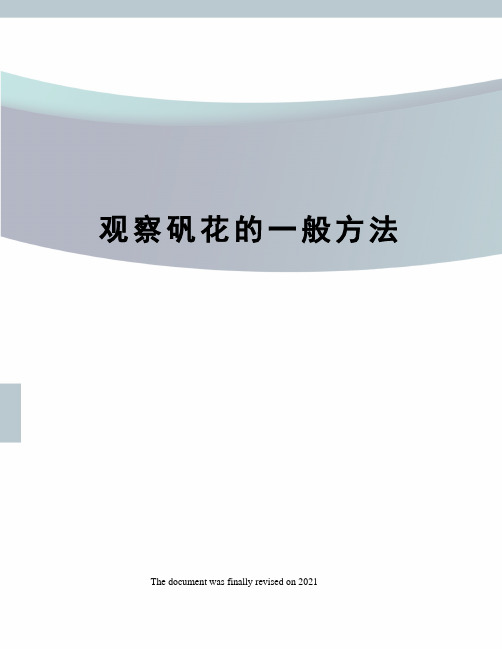 观察矾花的一般方法