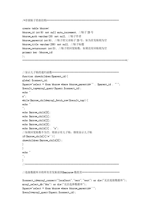 用PHP MYSQL 实现论坛里的分级 分页显示