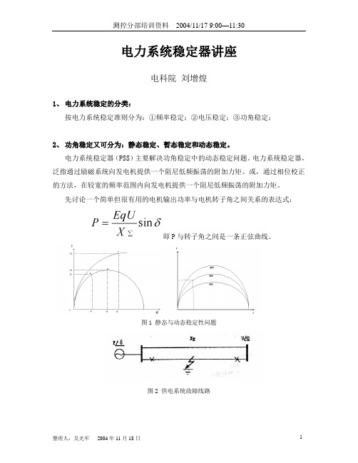电力系统稳定器讲座
