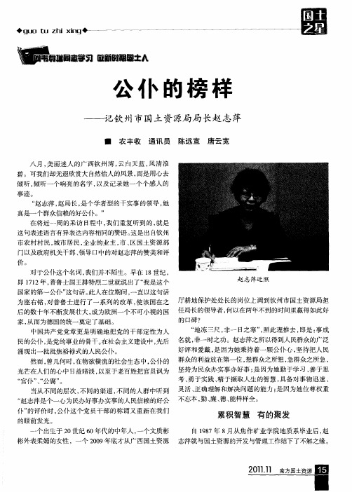 公仆的榜样——记钦州市国土资源局局长赵志萍