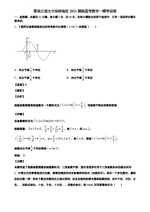 黑龙江省大兴安岭地区2021届新高考数学一模考试卷含解析
