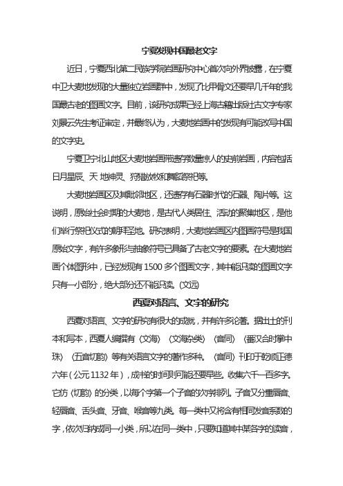 宁夏发现中国最老文字