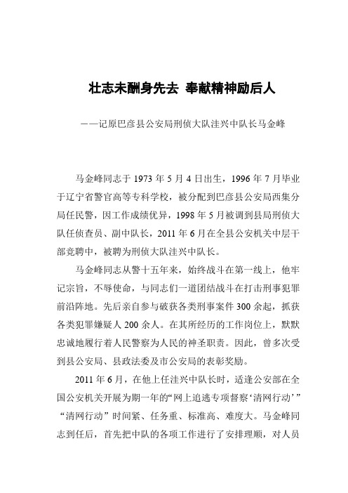 马金峰同志先进事迹