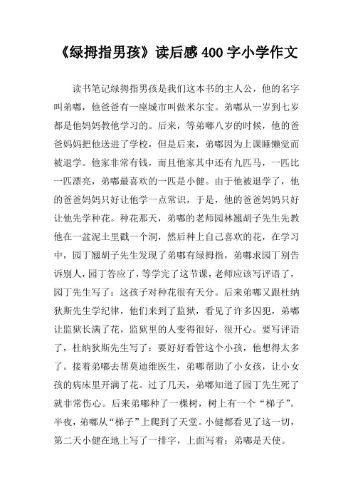 《绿拇指男孩》读后感400字作文