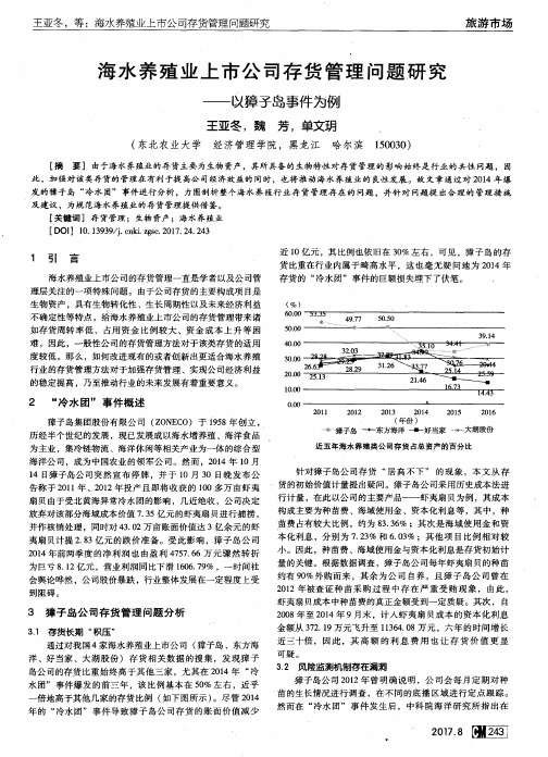 海水养殖业上市公司存货管理问题研究——以獐子岛事件为例