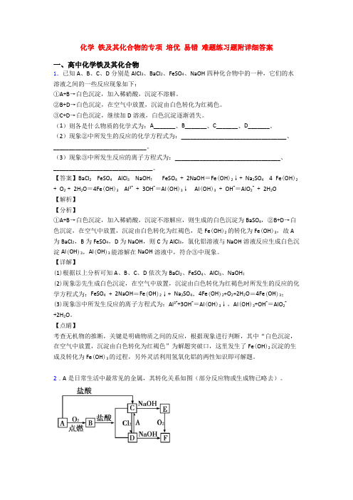 化学 铁及其化合物的专项 培优 易错 难题练习题附详细答案