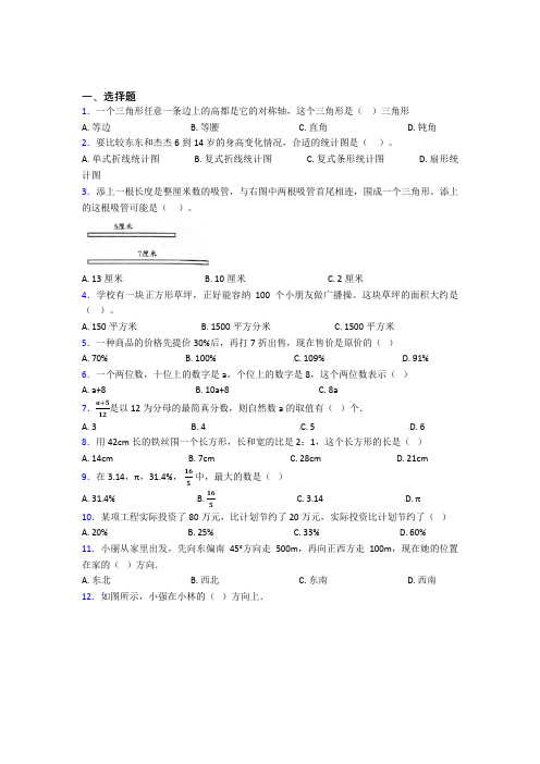 【精选试卷】深圳市福景外国语学校小升初数学单选题专项练习知识点总结(课后培优)