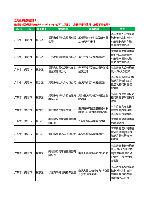 2020新版广东省揭阳市揭东区4S店工商企业公司商家名录名单黄页联系方式电话大全11家