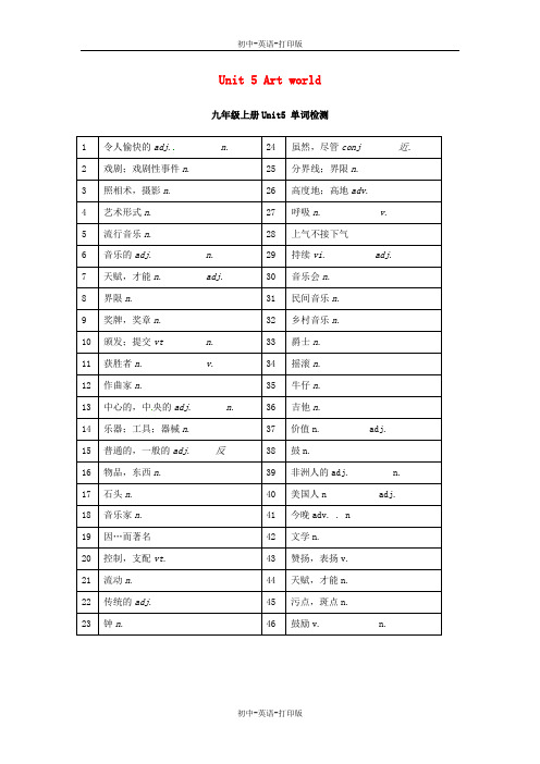 牛津译林版-英语-九上-九上5单元 单词检测