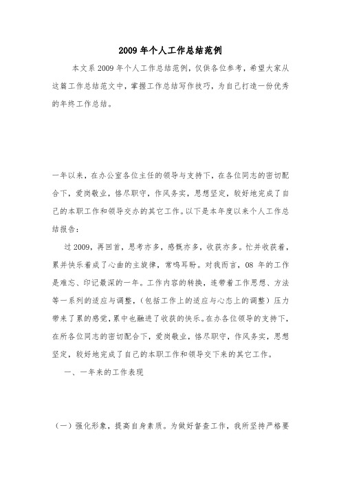 2009年个人工作总结范例.doc