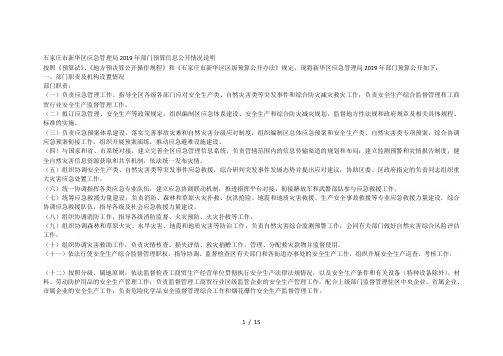 石家庄市新华区应急管理局2019年部门预算信息公开情况说明