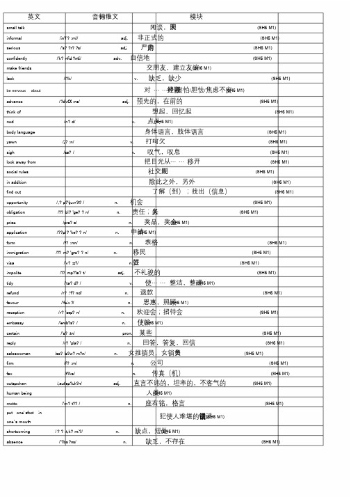 外研版高中英语选修六单词表(带音标)