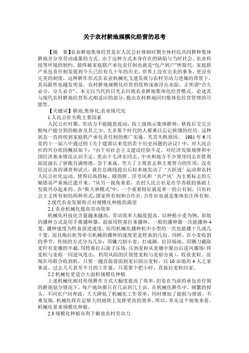 关于农村耕地规模化经营的思考