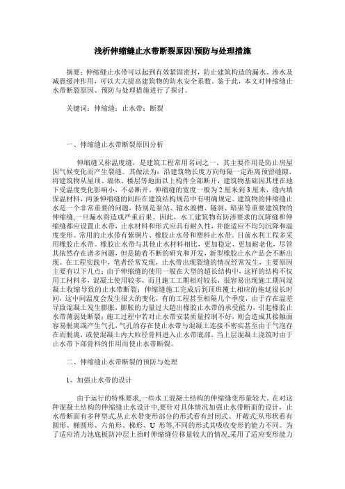 浅析伸缩缝止水带断裂原因-预防与处理措施
